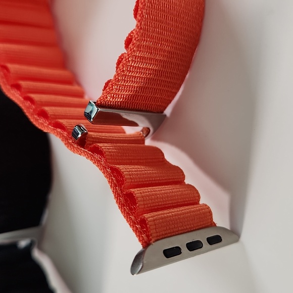 44mm lug Apple Compatible cloth hook watch bands: 1 BLACK, 1 ORANGE - Picture 8 of 13